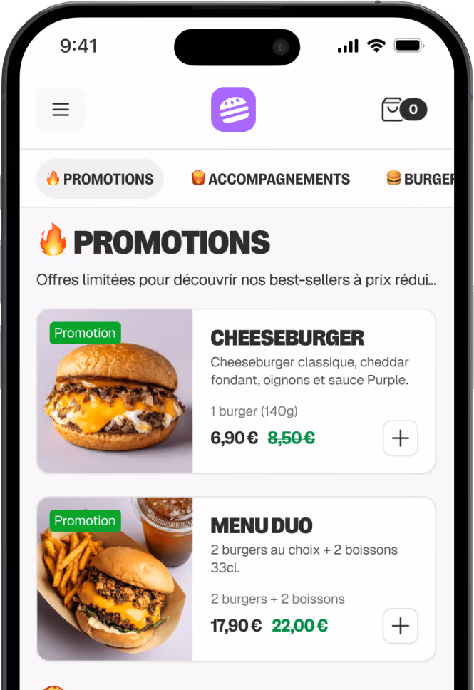 Appli de commande à la marque du restaurant